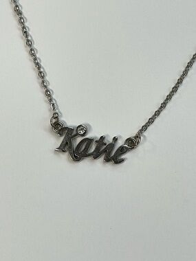 Silver Tone 'Katie' Script Name Necklace Personalized Women's Jewelry